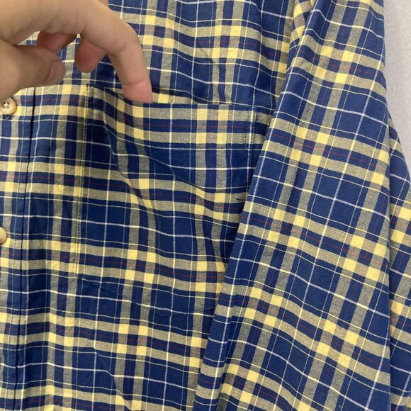 Lot of 2 Izod Button Up Shirt Mens Large Plaid Blue Yellow Heritage Tartan - Picture 8 of 16